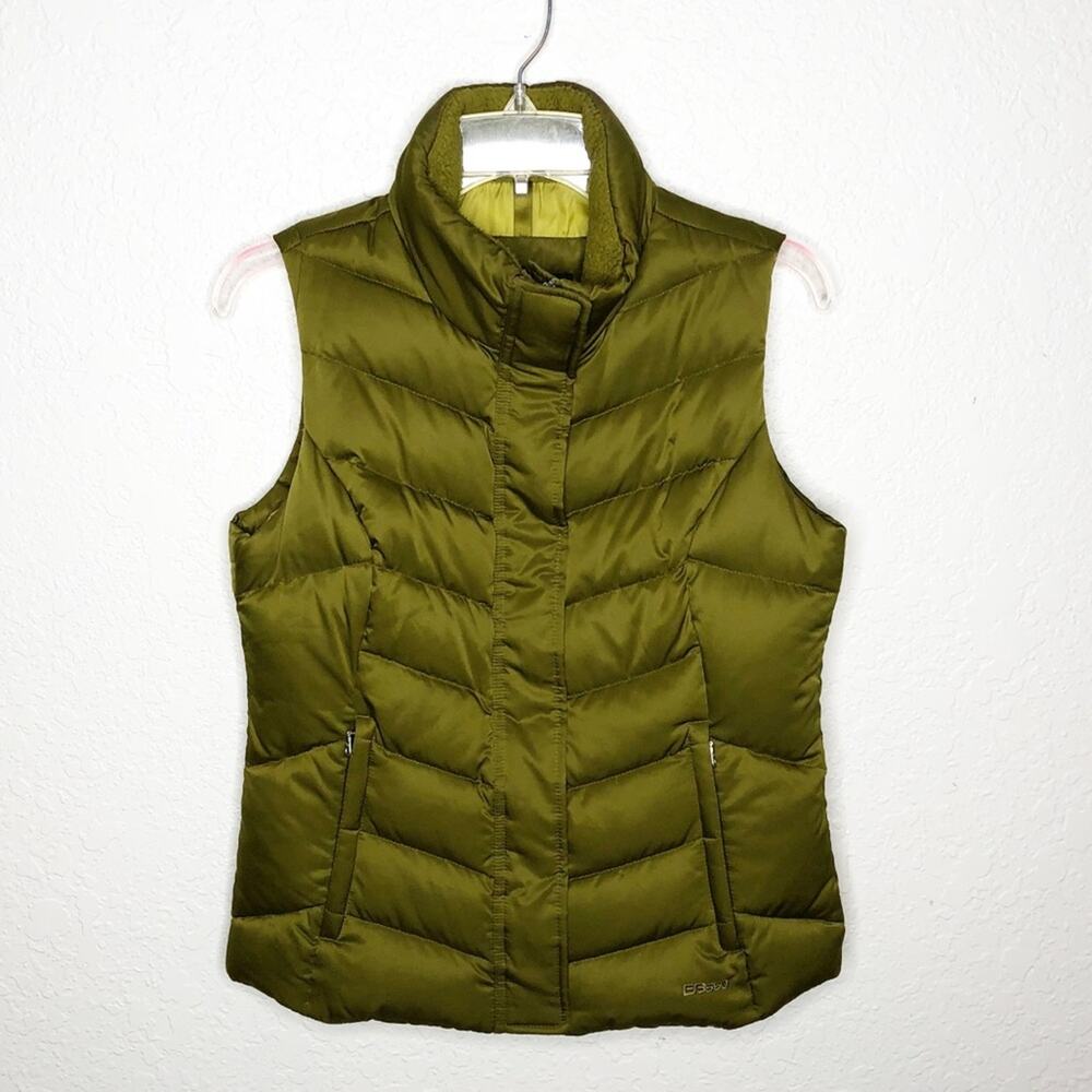 Eddie Bauer EB 550 green goose down‎ full zip puffer vest size Small
